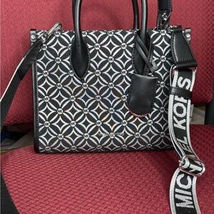 Michael Kors Black and Silver Patterned Satchel